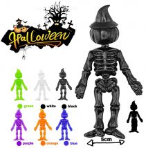 12 Stück Halloween-Kürbis-Skelett, weiches Gummi-Stretch-Spielzeug