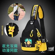 Kinder Umhängetasche Herren und Damen Brusttasche Canvas Jugend Sport Pikachu Umhängetasche Handtasche Brustgürtel Hüfttasche