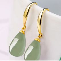 Neue Mode Jade Ohrringe weibliche birnenförmige Wassertropfen Hetian Jade Ohrringe blauer Jaspis Edelstein Chalcedon Schmuck