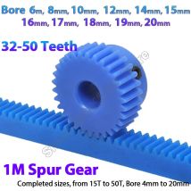 1Mod Blaues Nylon-Stirnrad 1M Ritzel 32-50 Zähne Kunststoff 1 Modulator-Motorgetriebe mit Stufenbohrung 6 8 10 12 14 15 16 17 18 19 20 mm
