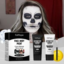 Halloween Schwarz-Weiß-Grundierung, Farbcreme, Concealer, deckt den Hautton leicht ab, Clown-Make-up-Effekt, Cosplay, dauerhafte Kosmetik