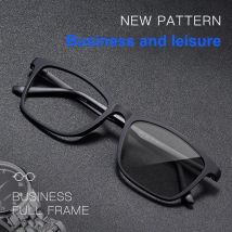 CAIDERONI Reines Titan Myopie Quadratische Photochrome Lesebrille Männer Ultraleichte Anti-Blau Licht Angepasst Rezept 8808