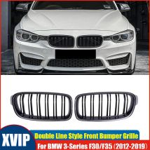 Xvip schwarz Double Line Style Nieren gitter Kohle faser Look für BMW 3er F30 F31 F35 2013-19 320i 325i 328i Kühler grill