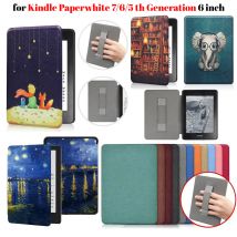Per Kindle Paperwhite 7th 6th 5th Generation Custodia in pelle PU da 6 pollici con cinturino da polso DP75SDI EY21 Paperwhite 3 2 1 Cover