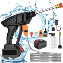 Idropulitrice portatile ad alta pressione con ugello multifunzionale per lavatrice a batteria per lavaggio auto, pulizia del cortile, fiori d'acqua
