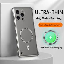 Custodia senza telaio con verniciatura in metallo per iPhone 17 Air 16 16E 15 14 13 12 11 Pro Xs Max XR Mini Plus Cover di ricarica wireless magnetica