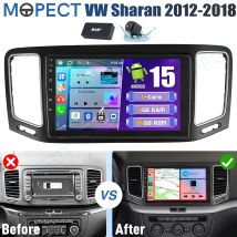 MOPECT 4+64GB Android 15 Autoradio mit CarPlay für VW Sharan 7N / Seat Alhambra II 2012-2018 Touchscreen GPS BT+DAB&DVR&CAM