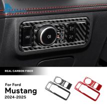 Real Soft Carbon Fiber Sticker For Ford Mustang GT Dark Horse EcoBoost 2024 2025 2026 LHD RHD Car Headlight Switch Interior Trim