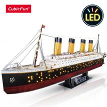 CubicFun Puzzle 3D per Adulti LED Titanic Modello di Nave 266 Pezzi Crociera Puzzle Giocattoli Kit di Costruzione di Illuminazione Decorazione Della Casa Regali