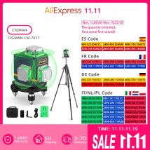 CIGMAN CM-701T 3x360 °   Livello laser con treppiede da 1,5 m, telecomando, autolivellante, batteria da 3,7 V 4000 mAh, valutazione IP54