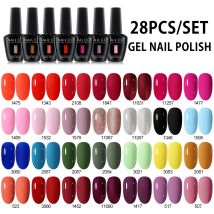 NAILCO 28 Stück HEMA/TPO-freies Gel-Nagellack-Set, Farben, Vernis, semi-permanent, UV-LED-LAMPE, Heilung, Gel, Nagelkunst, Maniküre, professionell