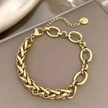 Edelstahl Chunky Twist Cuban Link Mix Kettenarmband für Männer und Frauen Mode Punk Gold Farbe Dickes Handgelenk Schmuck Geschenk