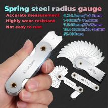 Calibro R in acciaio inossidabile Set completo Strumento di misurazione per arrotondamento Misuratore di raggio ad alta precisione Misurazione del filetto radiano dell'angolo R