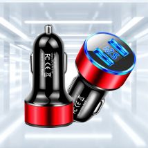 Auto ladegerät Dual USB Super Schnell ladung Auto ladegerät Adapter 2.4a Aluminium legierung Zigaretten anzünder Adapter Voltmeter LCD-Display
