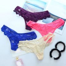 Damenhöschen, sexy G-String-Unterwäsche, niedrige Taille, Spitzen-Slip, transparente Tangas, floraler, durchsichtiger Höschen für Damen-Tanga