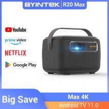 BYINTEK R20 Max Mini Proiettore 4K DLP Smart WiFi Android 11.0 LED 1080P Proiettori Home Theater Esterni Con Batteria 15600mAh