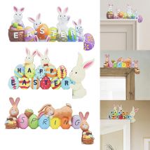 Ostern Türrahmen Dekoration Cartoon Niedliches kleines Kaninchen Frohe Ostern Hallo Frühling Gestreiftes Ei Karotte Dekor Ostern Partyzubehör