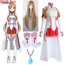 Anime Schwert Art Online Yuuki Asuna Cosplay Kostüm Perücke Halskette Frauen Uniform Kleid SAO