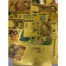 10pcs More designs 10-1000 PLN Colored Gold Foil Banknote Poland Souvenir Banknotes Zloty Banknote in 24K Gold Plated For Collec