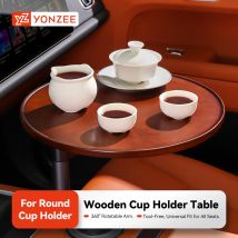 YZ Car Water Cup Tavolo esteso Tavola in legno massello sospeso 360 °   Vassoio per bevande alimentari con rotazione Accessori da tavolo portatili per ufficio