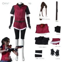 Customized Resident 2 Re2 1988 Claire Cosplay Evil Redfield Costume Wig Red Uniforms Shorts Halloween Carnival Party Clothing
