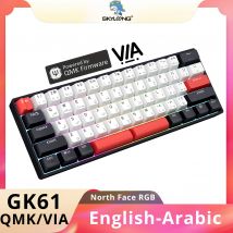 SKYLOONG GK61 Tastiera araba QMK/VIA 60% Tastiera da gioco meccanica per computer cablata a basso profilo PBT Keycap North Face RGB LED