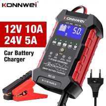 Cargador de batería profesional KONNWEI RC-100 para coche, 12V/24V, herramienta de reparación automática por pulsos, carga rápida, probador de baterías de plomo-ácido, AGM y gel.