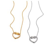 18K vergoldete CZ Kristall Herz Anhänger Halskette Edelstahl Unendliche Ewigkeit Schmuck Frauen bijoux femmes JN25001