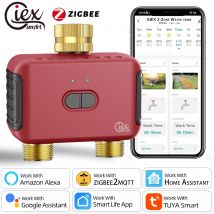 Timer di Irrigazione WiFi e Zigbee a 2 Zone per Giardino Intelligente, Sistema di Irrigazione Automatica, Controller per Gocciolatori e Sprinkler, Valvola Tuya 2MQTT ZHA