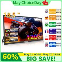 HGFRTEE 18.5 "Monitor portatile Full HD Display da gioco per computer 120Hz 100% sRGB con doppi altoparlanti VESA per PC portatile Xbox Switch