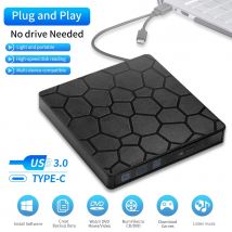 Externer DVD-RW-CD-Brenner, Laufwerk, Brenner, CD-Player, USB 3.0, Typ C, 2-in-1-Brenner, Lesegerät, Player, optisches Laufwerk für Laptop, PC, Notebook