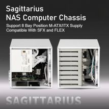 Sagittarius 8-Bay NAS-Computergehäuse mit ATX-Netzteil, MATX-Motherboard, PCIE in voller Höhe, 21,8 l