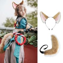 Tier Cosplay Kostüme Faux Pelz Cat Wolf Pelzigen Schwanz und Ohren Stirnband für Halloween Party Kostüm Zubehör DXAA