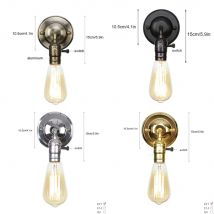 Ritorno E27 Interruttore Testa della lampada Lampade da parete per la casa Interruttore rotante in alluminio/cerniera Lampada da parete Camera da letto Corridoio Luce notturna Nero/Oro