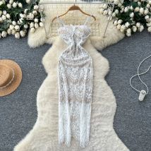 Sexy Elegant sleeveless lace Party pencil dress Women evening korean fashion ceremony dresses