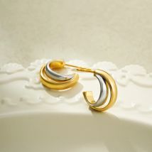 Punk Gold versilbert gemischte Farbe Doppel kreis Creolen für Frauen Edelstahl Mini Creolen Vintage Schmuck Bijoux neu