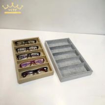 Rechteckige Sonnenbrillen-Displaybox mit 5 Fächern, Aufbewahrungshalter für Halsketten und Ketten, Schmuck-Organizer, Tabletts für die Theke von Juweliergeschäften