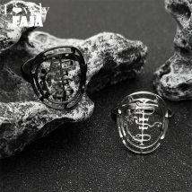 Mode Sigeal Sigil de Lucifer Edelstahl Satan Ring für Frauen Männer Asmoday Lazer Schlüssel Baphomet Stempel Fingerring Schmuck