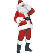 Weihnachtskostüm für Erwachsene, Weihnachtsmann, luxuriöses langes Plüsch-Samt-Set, 8-teilig, inklusive Perücke