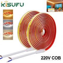 Tira COB AC 220V 240Leds/M IP65 impermeable 3000K 4000K 6000K cinta Flexible luz LED 10CM corte cinta de diodo autoadhesiva