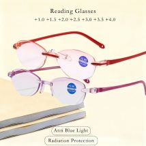 Fashion Rimless Reading Glasses Anti Fatigue HD High Quality Glasses Women Men Radiation Protection Driving Eyewear +1.0 To +4.0