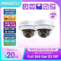 MISECU HD 5MP 4MP 1PCS H.265 Telecamera di sorveglianza IP POE Microfono Dome Rilevazione movimento interno Telecamera di sicurezza domestica Email Push