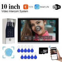 Neues 5-in-1 Fingerabdruck-Entsperrsystem Tuya Smart 10-Zoll WLAN-Video-Gegensprechanlage Video-Türsprechanlage mit Bewegungsmelder 1080P