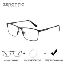 ZENOTIC Męskie okulary tytanowe progresywne na receptę Kwadratowe okulary anty niebieskie światło Myopia Biznes Okulary fotochromowe Okulary hiperopii Moda okulary optyczne