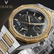 SKROX GMT Dual Time-Zones Power Display Shanghai Automatikwerk Herrenuhr Edelstahl Mechanisch Hochwertiges Uhrwerk