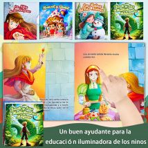Montessori Spanisches Lernset 4-in-1 – Zweisprachiges Märchenbuch und Magic Bean/Snow Queen, Bilderbuch zum Lesen von Kindern