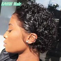 Peruvian Hair Pixie Cut Wig Kinky Curly Virgin Hair Wig 1B/30 Short Bob Natural Color Full Machine Made Wigs For Black Women