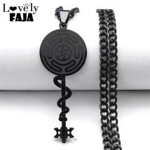 Hekate Rad Schlange Schlüssel Strop halos von Hecate Halskette für Frauen Männer Edelstahl schwarz Farbe Anhänger Halsketten Schmuck n8471