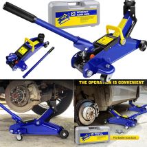 BRIEFNESS Carrello idraulico in acciaio da 2 tonnellate, altezza di sollevamento piatta 135-320 mm, 360 °   sollevatore per manutenzione auto con ruote, staffa per gru