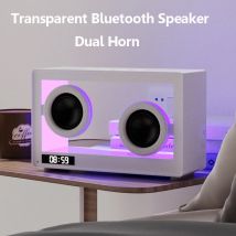 Tragbarer Wecker, Bluetooth-Lautsprecher, Vintage-Hifi-Soundbar, kabelloses buntes Atmosphärenlicht mit Mikrofon, unterstützt TF-Karte